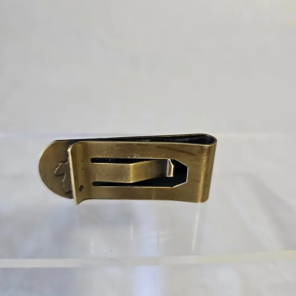 Vintage Marlboro Cowboy Brass Money Clip Western Advertising Promo Collectible